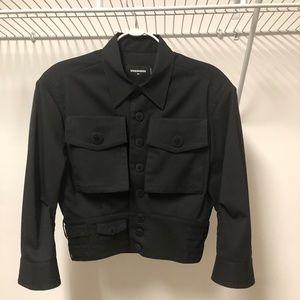 Authentic DSQUARED2 Virgin Wool Cropped Jacket Black size XS